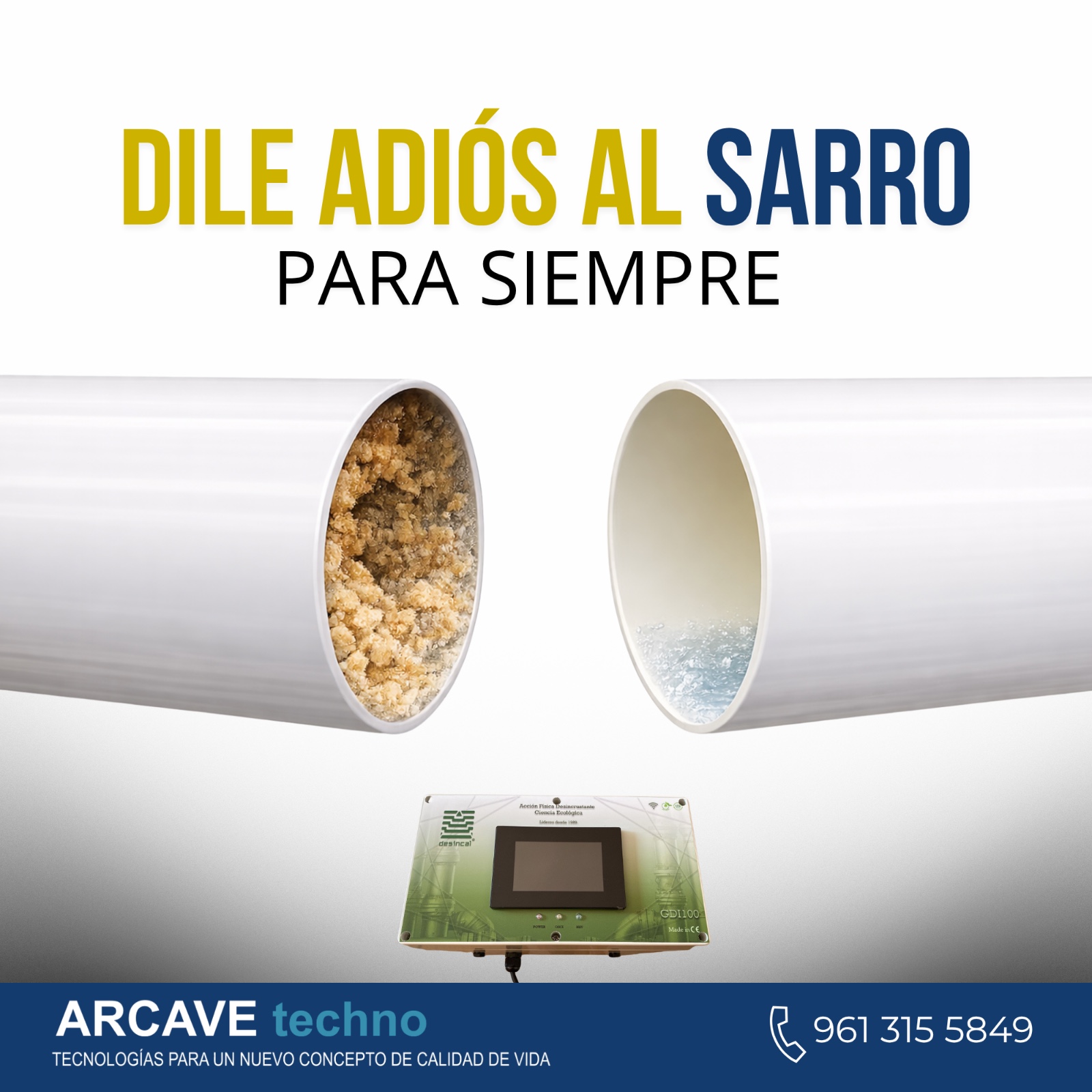 Tubería con sarro vs tubería limpia con tecnología DESINCAL